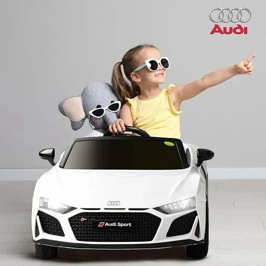 Kids Battery-Operated Ride-On Car with Rechargeable Battery, Music & Lights – Electric Toy Car for Ages 3–8, White