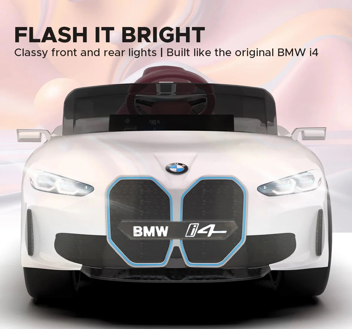 EMotorad Formula Fun BMW i4 Kids Electric Ride-On Car – White, Suitable for Ages 3+