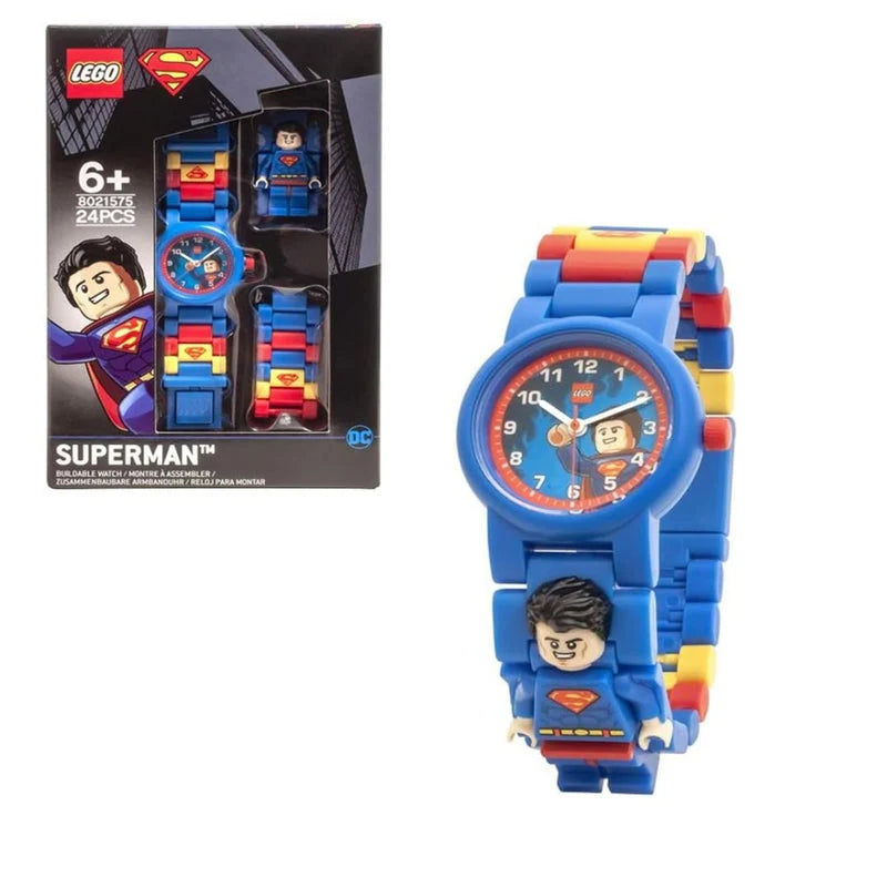 LEGO DC Super Heroes Superman Buildable Kids Watch – Fun Construction-Themed Wristwatch