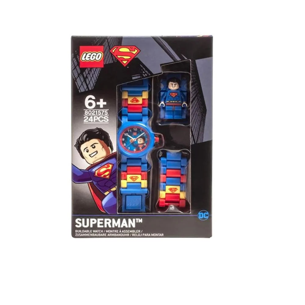 LEGO DC Super Heroes Superman Buildable Kids Watch – Fun Construction-Themed Wristwatch